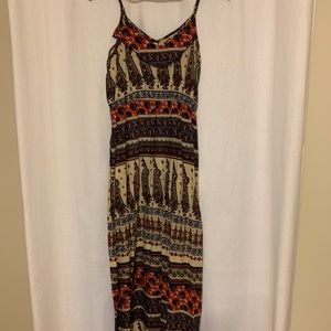 Red and a Blue Maxi Dress